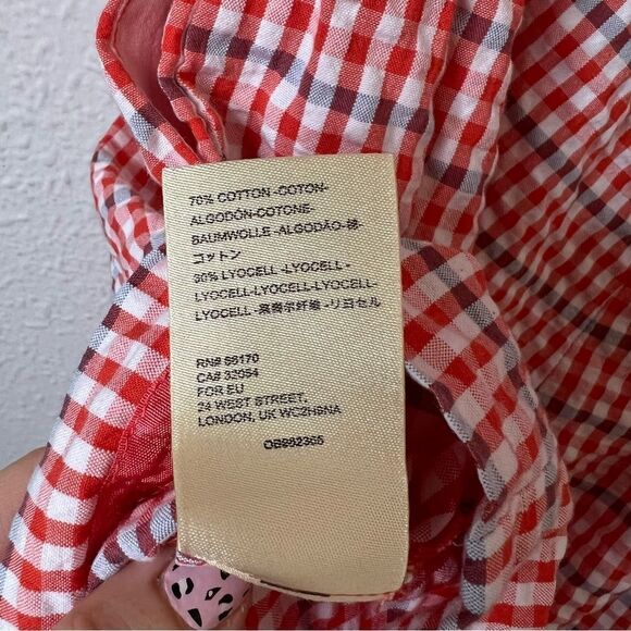 Anthropologie Gingham Off the Shoulder Seersucker Romper Size Medium - Picture 9 of 9